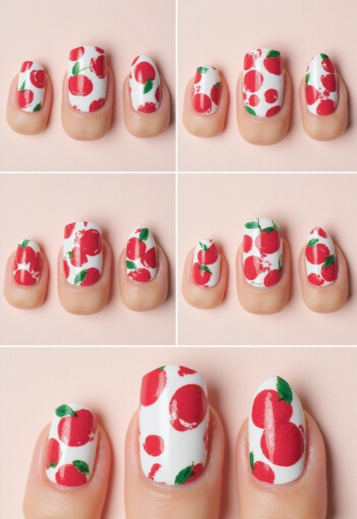 20 Eye-Catching Cherry Nail Designs for the Aesthetic Lover! - 11. Cherry Print Nail Wraps