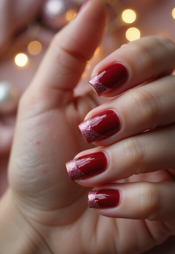 20 Eye-Catching Cherry Nail Designs for the Aesthetic Lover! - 14. Cherry Glitter Fade