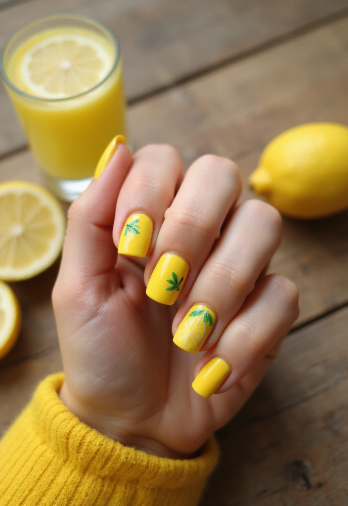 20 Summer Yellow Nails That Will Brighten Up Your Day (Don't Miss #10!) - 1. Lemon Zest Delight