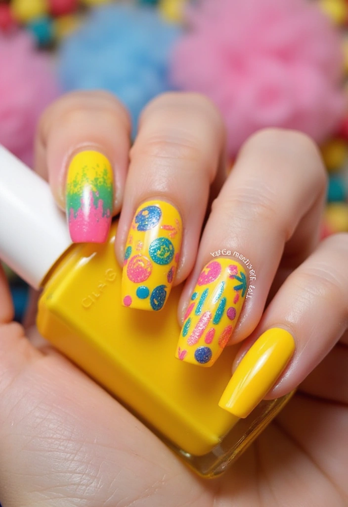 20 Summer Yellow Nails That Will Brighten Up Your Day (Don't Miss #10!) - 13. Bright Candy Coated