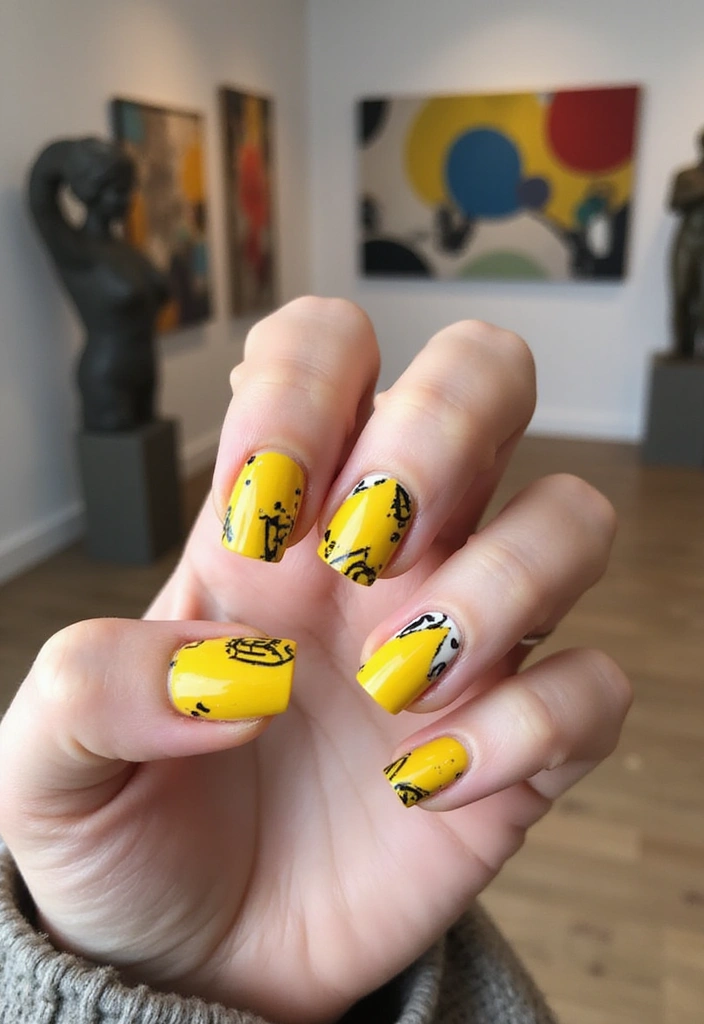 20 Summer Yellow Nails That Will Brighten Up Your Day (Don't Miss #10!) - 14. Bright Geometric Shapes