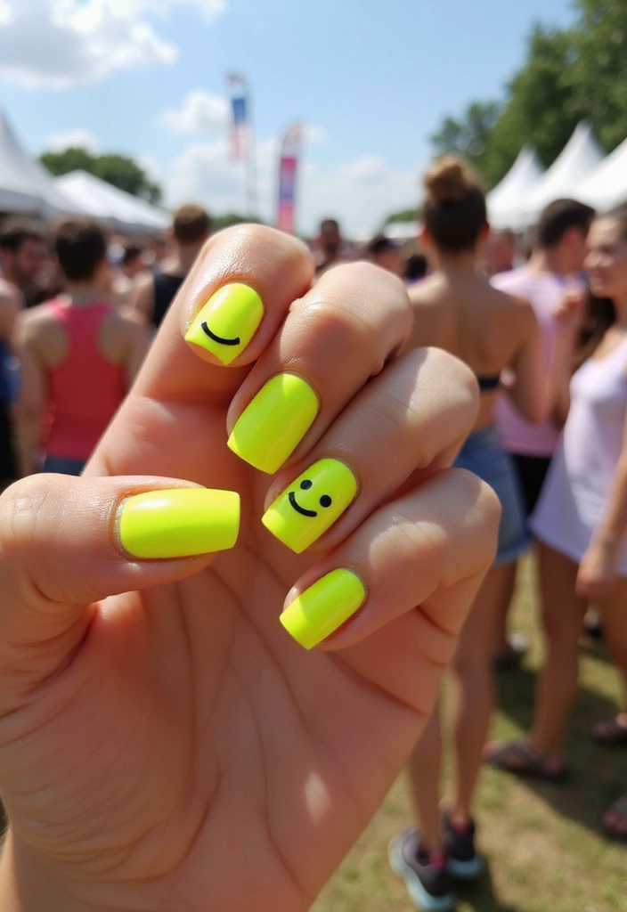 20 Summer Yellow Nails That Will Brighten Up Your Day (Don't Miss #10!) - 16. Neon Yellow Fun