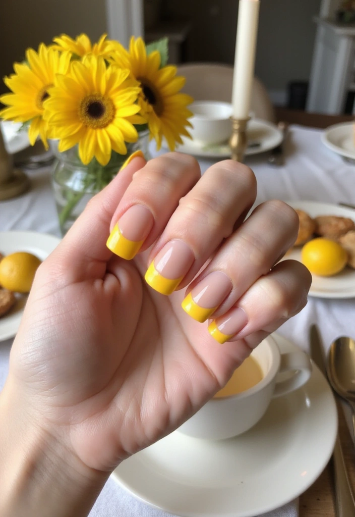 20 Summer Yellow Nails That Will Brighten Up Your Day (Don't Miss #10!) - 17. Bright Yellow French Tips