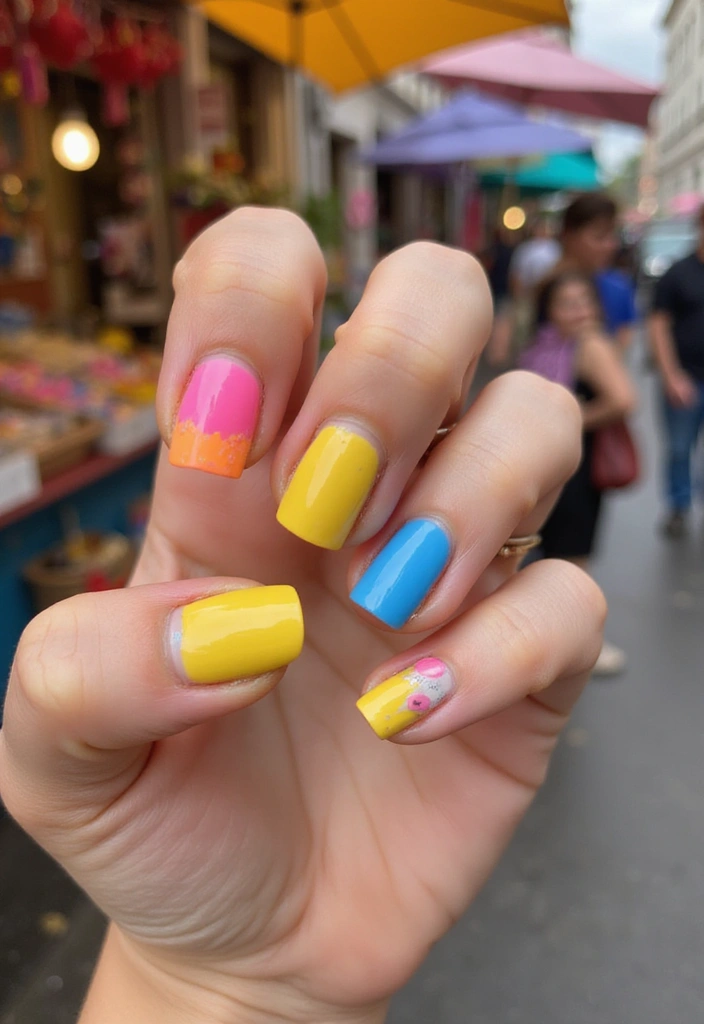 20 Summer Yellow Nails That Will Brighten Up Your Day (Don't Miss #10!) - 19. Bright and Bold Color Block