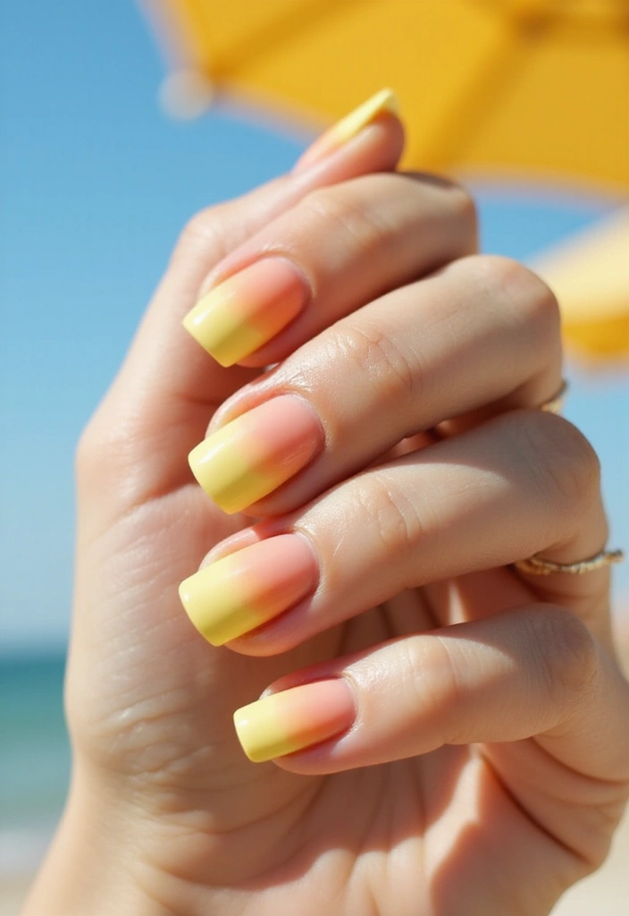20 Summer Yellow Nails That Will Brighten Up Your Day (Don't Miss #10!) - 2. Sunshine Ombre
