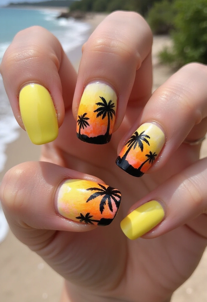 20 Summer Yellow Nails That Will Brighten Up Your Day (Don't Miss #10!) - 4. Tropical Paradise