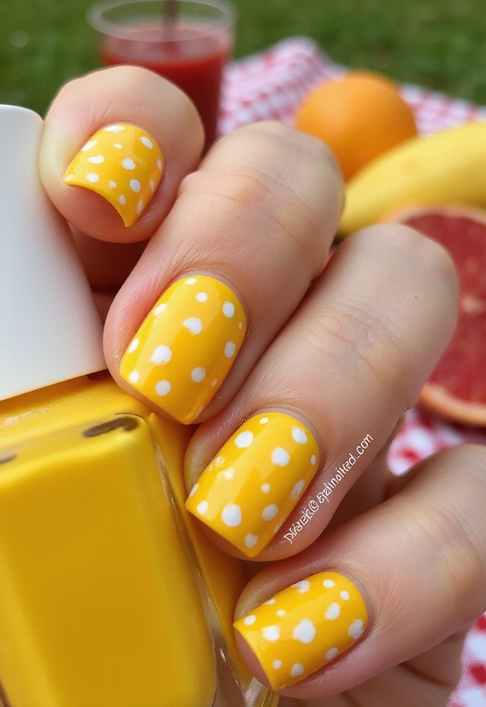 20 Summer Yellow Nails That Will Brighten Up Your Day (Don't Miss #10!) - 8. Playful Polka Dots