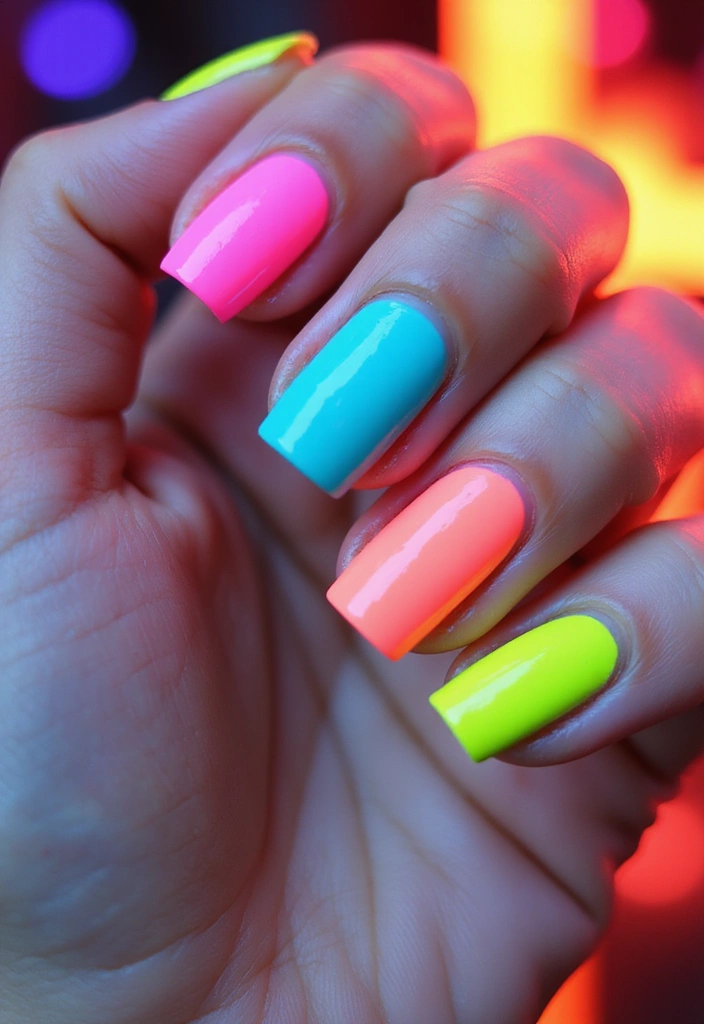 20 Trendy Spring Nail Art Ideas You Can’t Miss (Especially #1!) - 14. Neon Nail Art