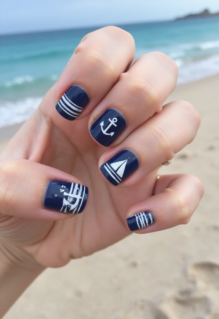 20 Trendy Spring Nail Art Ideas You Can’t Miss (Especially #1!) - 15. Nautical Nail Art