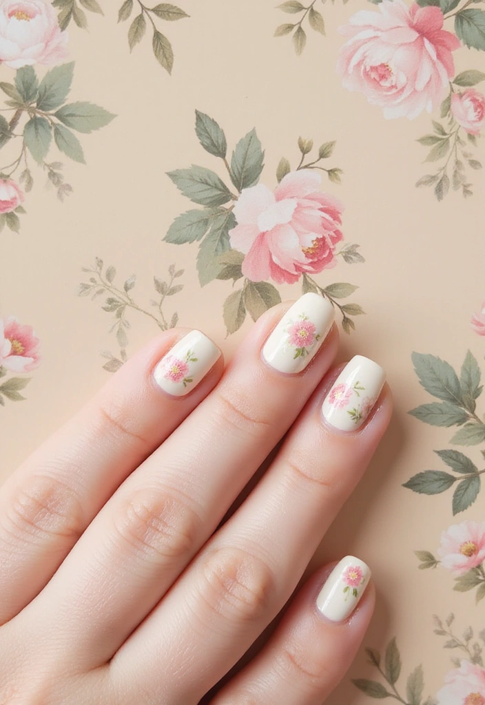 20 Trendy Spring Nail Art Ideas You Can’t Miss (Especially #1!) - 19. Vintage Floral Nail Art