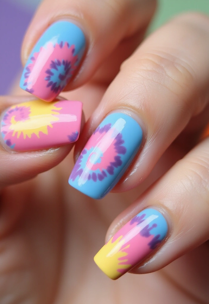 20 Trendy Spring Nail Art Ideas You Can’t Miss (Especially #1!) - 4. Tie-Dye Nails