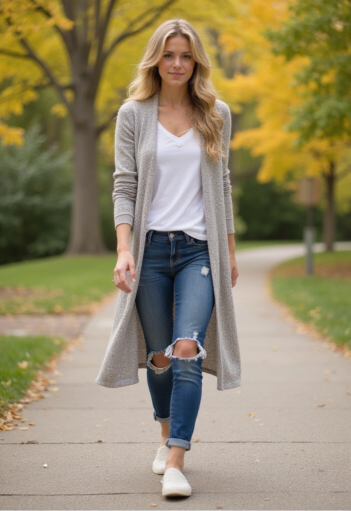 23 Cold Spring Outfits That Will Keep You Stylish and Warm (You Won't Believe #12!) - 16. Cardigan Duster with a Casual Tee