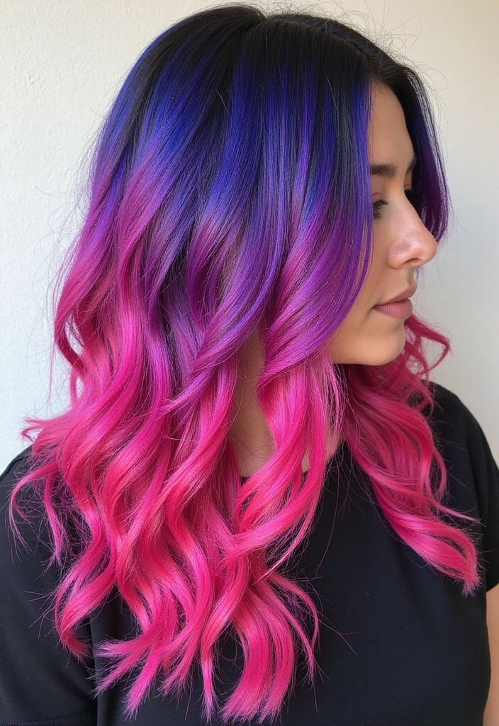 23 Must-Try Balayage Ideas for Long Hair Brunettes This Season! - 17. Playful Neon Balayage