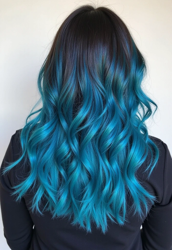 23 Must-Try Balayage Ideas for Long Hair Brunettes This Season! - 23. Ocean Blue Balayage
