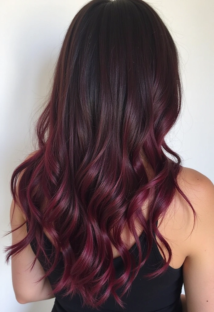 23 Must-Try Balayage Ideas for Long Hair Brunettes This Season! - 7. Bold Burgundy Balayage