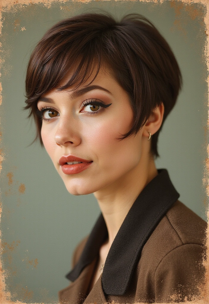 23 Pixie Cuts Perfect for Every Face Shape (Find Your Best Match!) - 12. Vintage Pixie for Retro Lovers