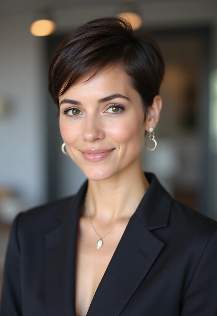 23 Pixie Cuts Perfect for Every Face Shape (Find Your Best Match!) - 25. Sleek and Shiny Pixie for a Polished Look