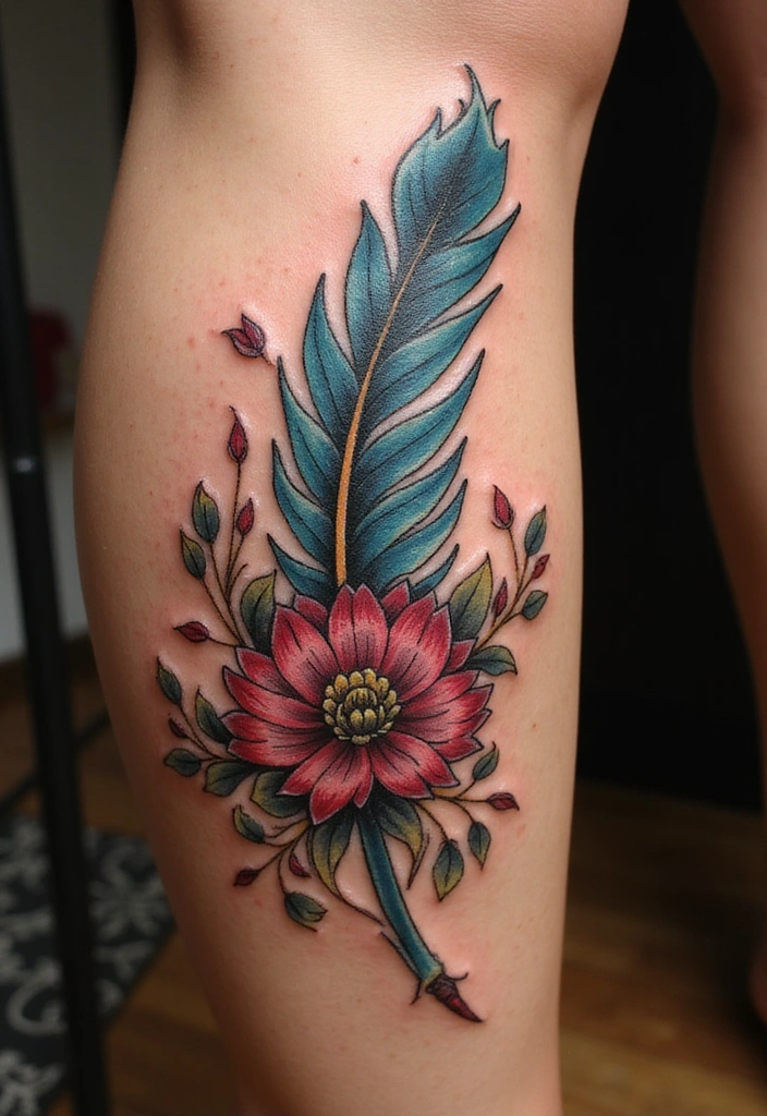 23 Rococo Revival Tattoos for the Baroque Beauty in You - 19. Rococo-Inspired Feather Tattoos