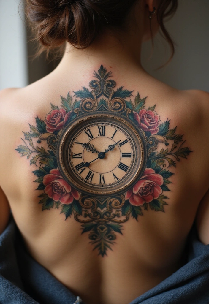 23 Rococo Revival Tattoos for the Baroque Beauty in You - 20. Rococo-Inspired Timepiece Tattoos