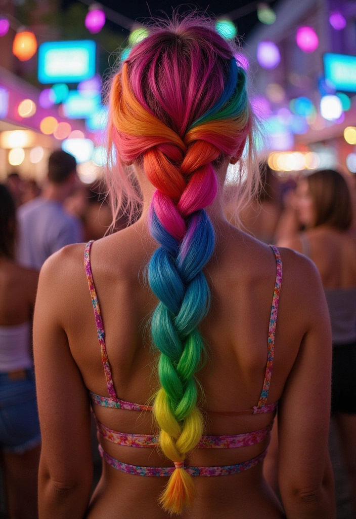 24 Aura Beauty Hairstyles That Glow With Celestial Vibes - 14. Radiant Rainbow Braid