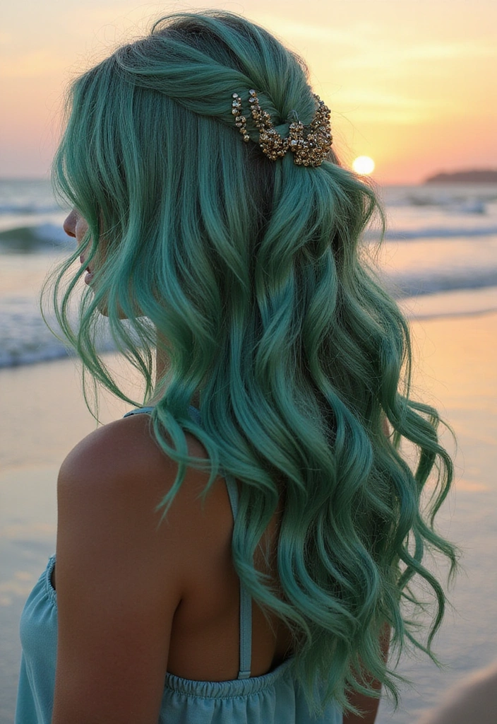 24 Aura Beauty Hairstyles That Glow With Celestial Vibes - 17. Celestial Mermaid Waves