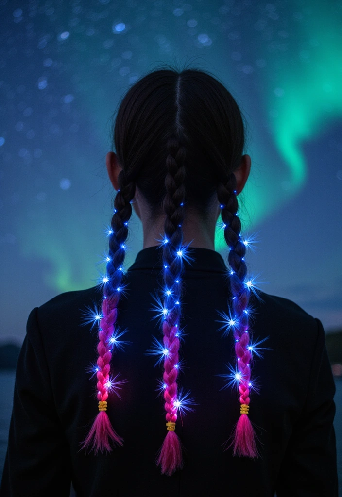 24 Aura Beauty Hairstyles That Glow With Celestial Vibes - 18. Aurora Starburst Braids