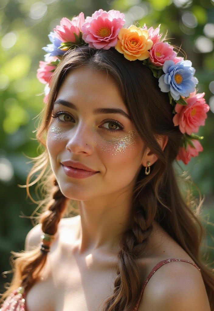 24 Aura Beauty Hairstyles That Glow With Celestial Vibes - 19. Cosmic Flower Crown