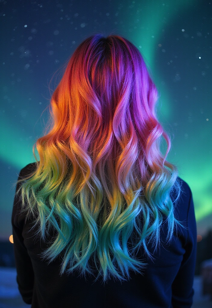 24 Aura Beauty Hairstyles That Glow With Celestial Vibes - 8. Aurora Borealis-Inspired Hair Color