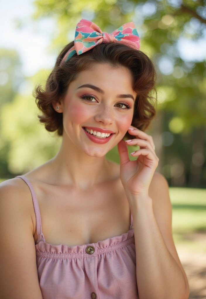 24 Dolled Up Makeup and Hair Looks Straight Out of a Vintage Dream - 12. Playful 1950s Daytime Look
