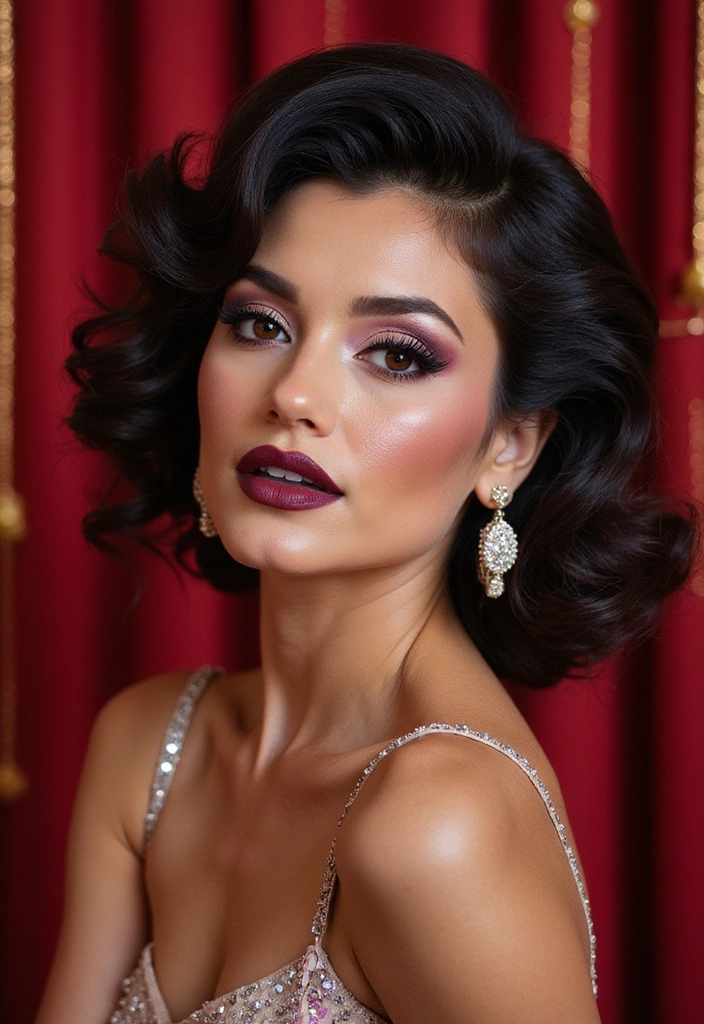 24 Dolled Up Makeup and Hair Looks Straight Out of a Vintage Dream - 14. Glamorous 1970s Red Carpet Look