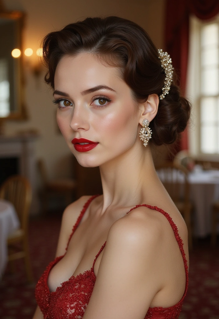 24 Dolled Up Makeup and Hair Looks Straight Out of a Vintage Dream - 19. Elegant 1950s Haute Couture