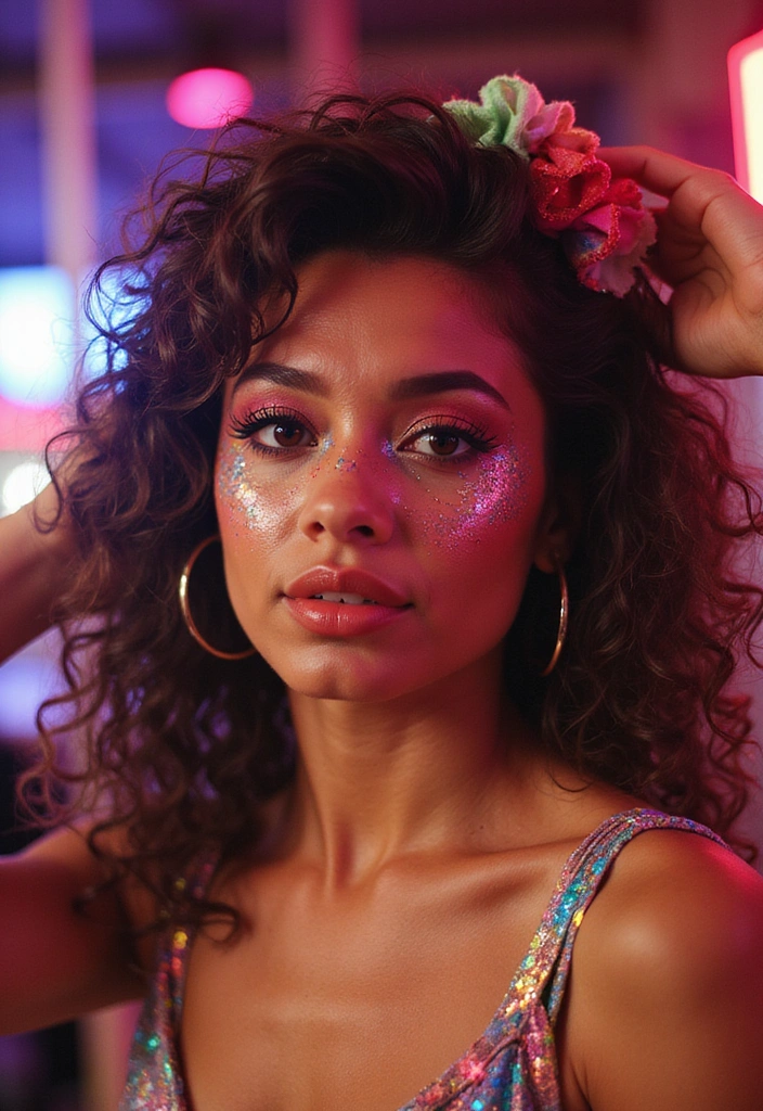 24 Dolled Up Makeup and Hair Looks Straight Out of a Vintage Dream - 5. Whimsical 1980s Glam