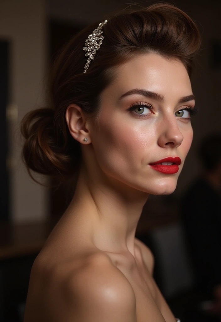 24 Dolled Up Makeup and Hair Looks Straight Out of a Vintage Dream - 8. Dazzling 1950s Evening Elegance