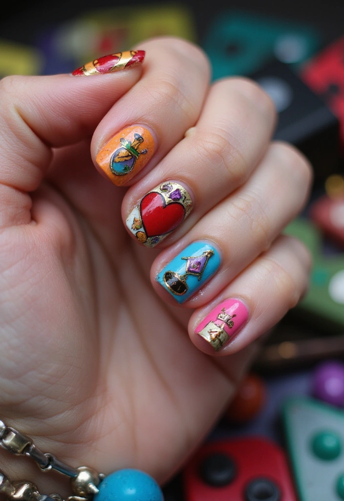 24 Player One-Inspired Nail Art for the Ultimate Gaming Babe - 11. Game Icons