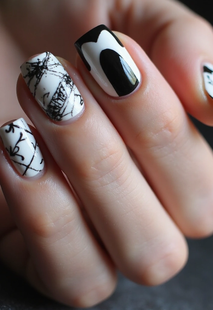 24 Player One-Inspired Nail Art for the Ultimate Gaming Babe - 23. Gaming in Monochrome