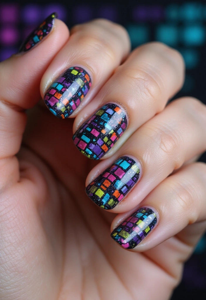 24 Player One-Inspired Nail Art for the Ultimate Gaming Babe - 5. 8-Bit Patterns