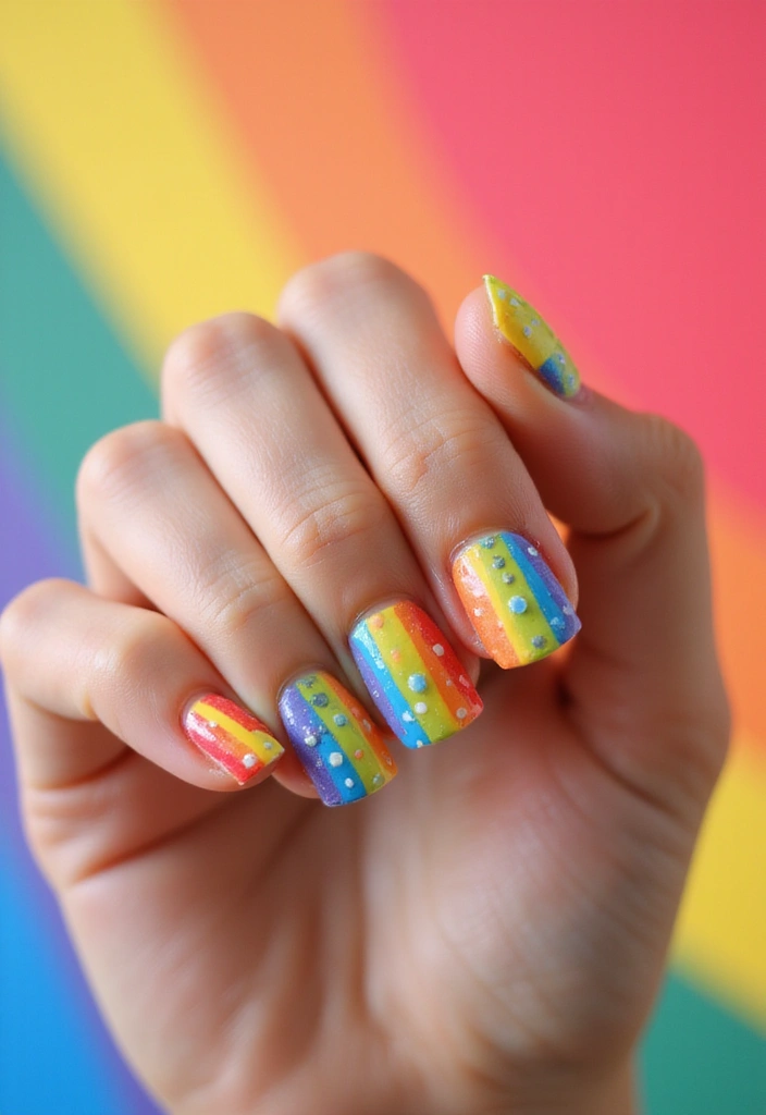 24 Player One-Inspired Nail Art for the Ultimate Gaming Babe - 7. Retro Rainbow