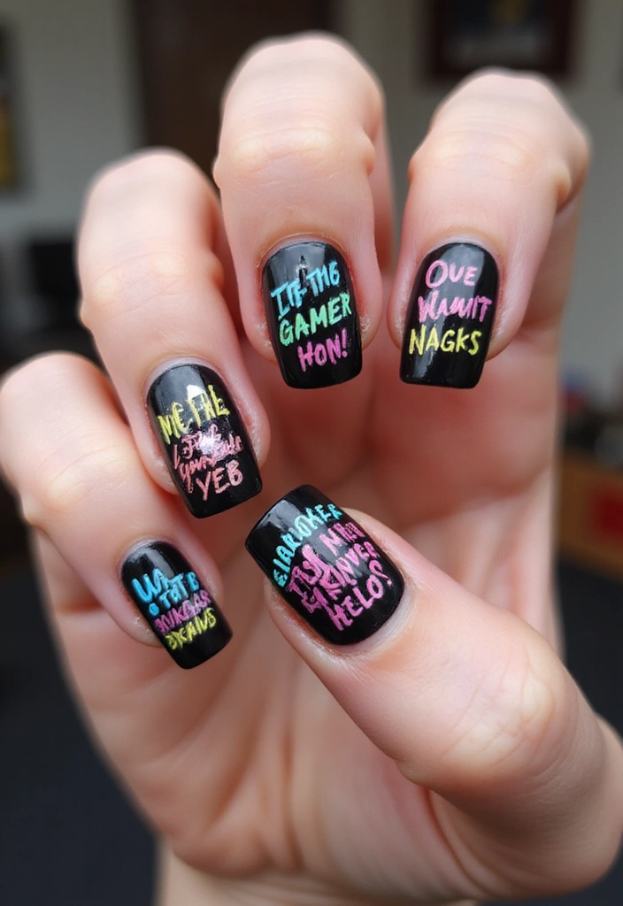 24 Player One-Inspired Nail Art for the Ultimate Gaming Babe - 8. Gamer Girl Quotes