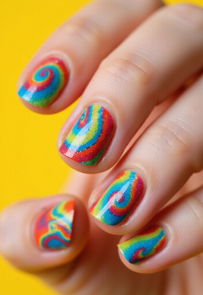 24 Trendy Birthday Nails That'll Steal the Show at Your Celebration! - 14. Rainbow Swirls