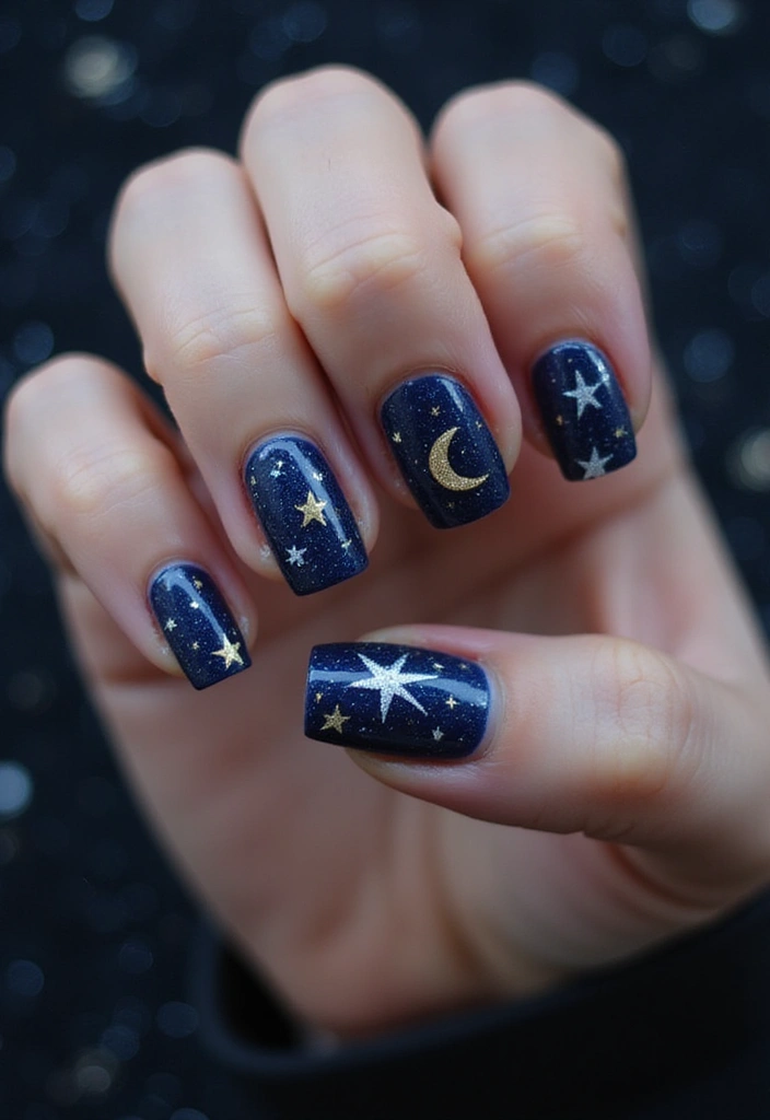 24 Trendy Birthday Nails That'll Steal the Show at Your Celebration! - 16. Celestial Magic