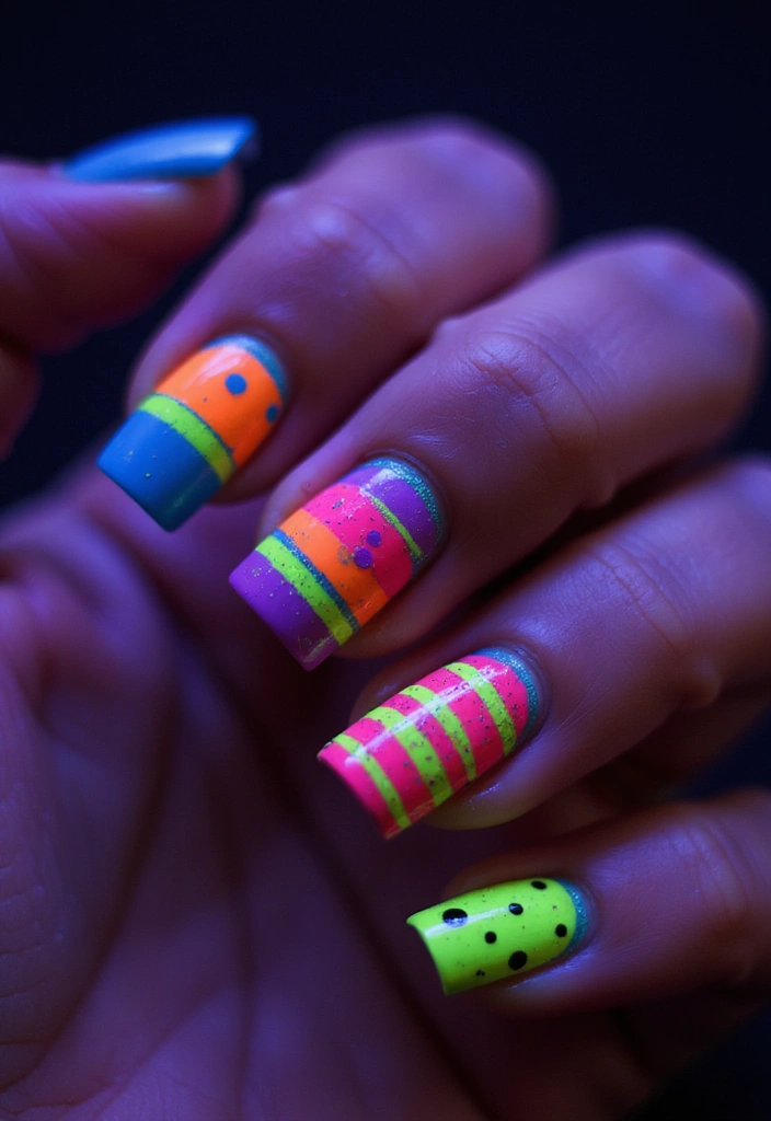 24 Trendy Birthday Nails That'll Steal the Show at Your Celebration! - 7. Neon Party Vibes