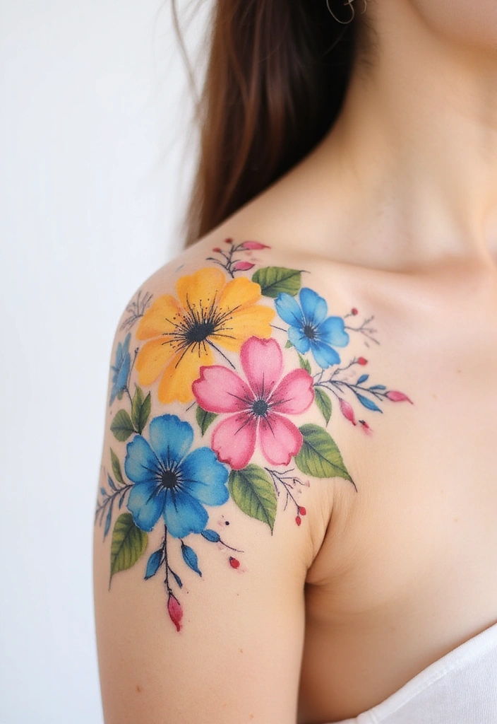 25 Bold Tattoos for Female Baddies That Speak Volumes (You’ll Love #3!) - 14. Colorful Watercolor Tattoos