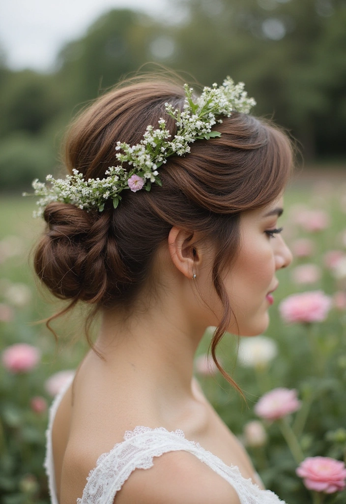 25 Castlecore Hairstyles That Belong in a Fantasy Film - 12. Ethereal Loose Updo with Flowers