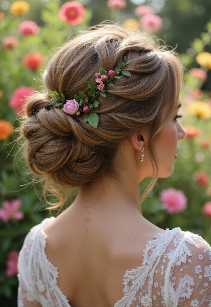 25 Castlecore Hairstyles That Belong in a Fantasy Film - 22. Enchanted Petal Updo