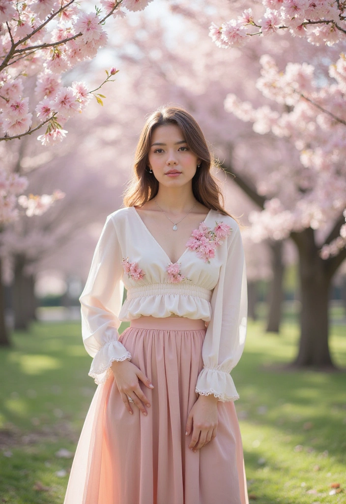 25 Cherry Coded Outfits That Tastefully Blend Fashion and Flavor! - 3. Cherry Blossom Inspired Styles