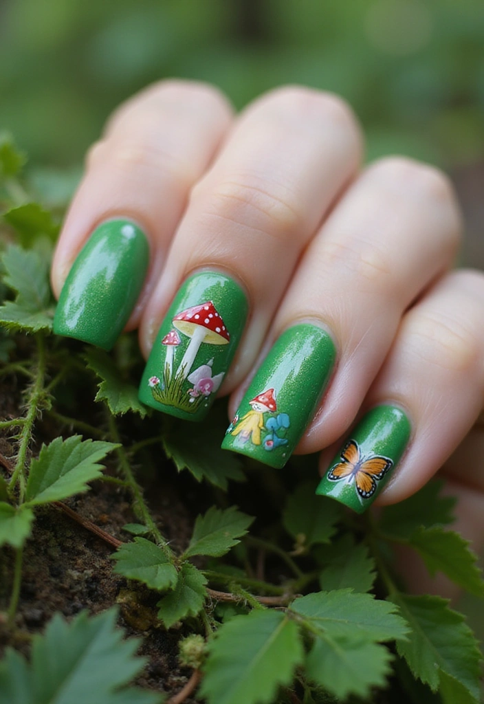 25 Creative Fairytale Nails Ideas to Enchant Your Friends! - 17. Pixie Forest