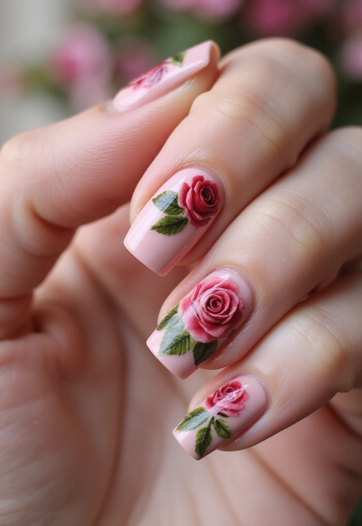 25 Creative Fairytale Nails Ideas to Enchant Your Friends! - 21. Enchanted Rose