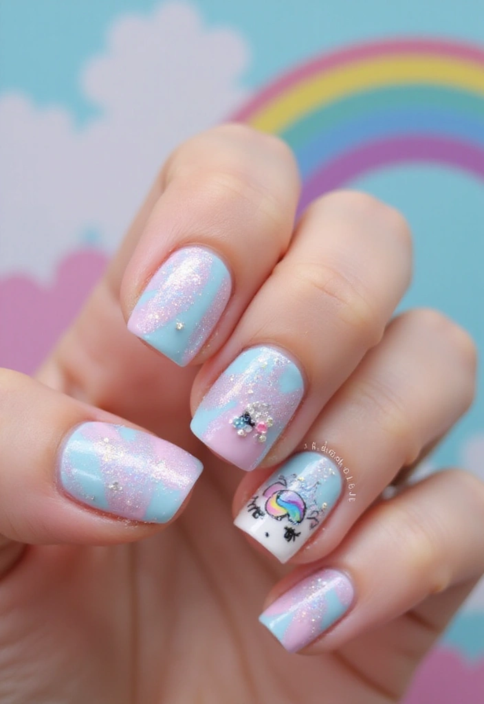 25 Creative Fairytale Nails Ideas to Enchant Your Friends! - 25. Frosted Unicorn