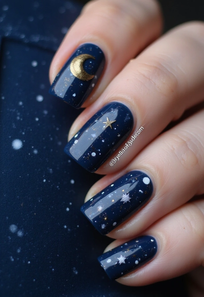 25 Creative Fairytale Nails Ideas to Enchant Your Friends! - 6. Celestial Night