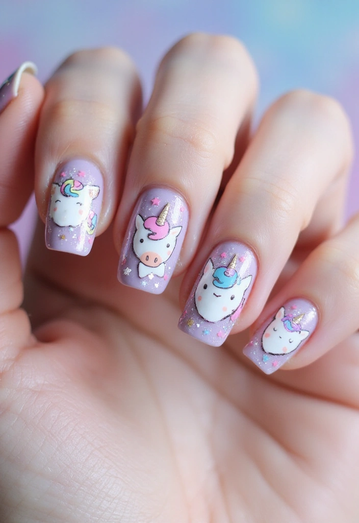 25 Creative Short Nails Designs for Kids That Will Inspire Fun! - 16. Whimsical Unicorns